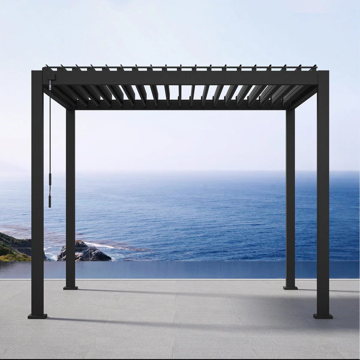Mirador Pergola 111DA, schwenkbares Lamellendach, wetterfest, robust, elegant — 300x300x250 cm