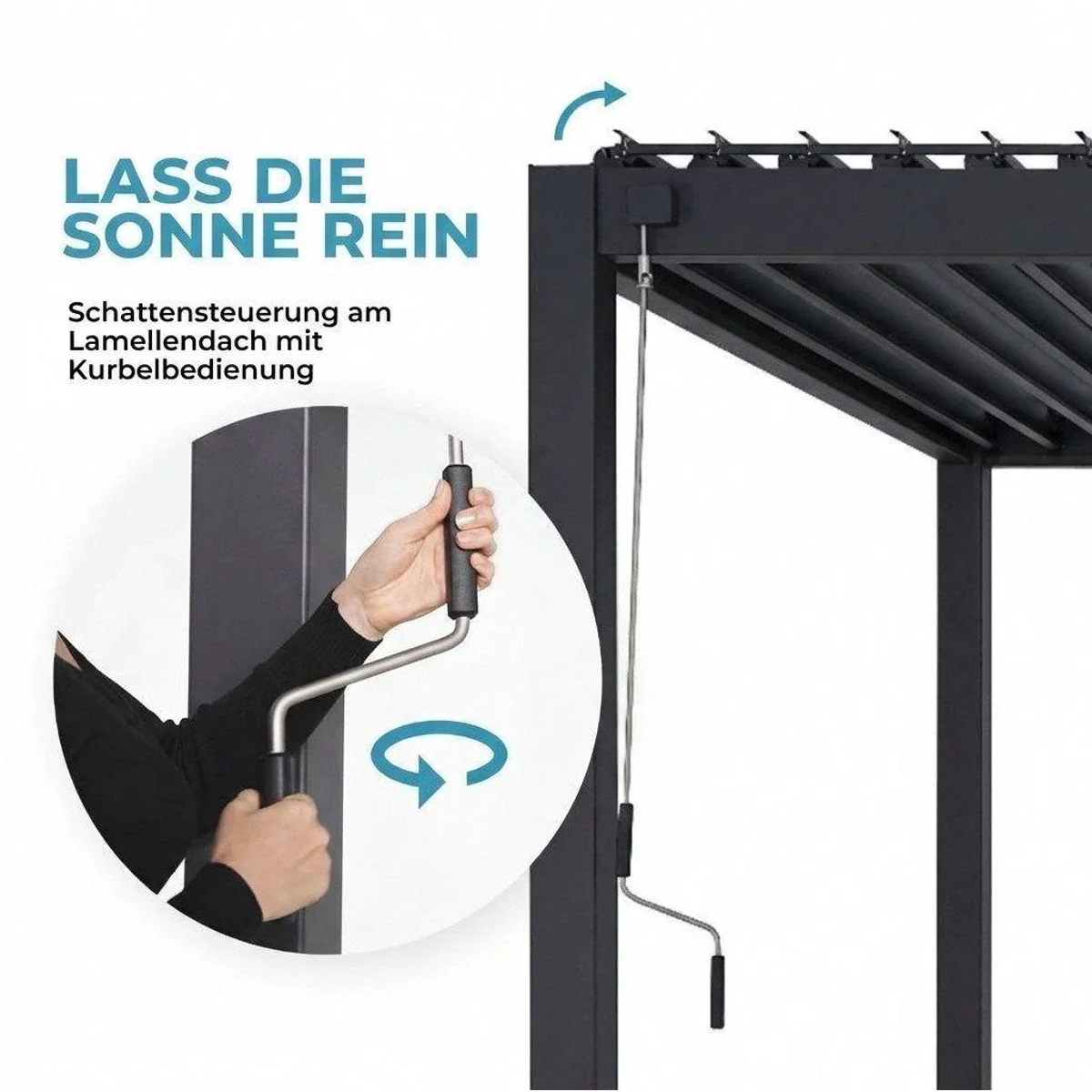 Mirador Pergola 111DA, schwenkbares Lamellendach, wetterfest, robust, elegant — 300x300x250 cm 5