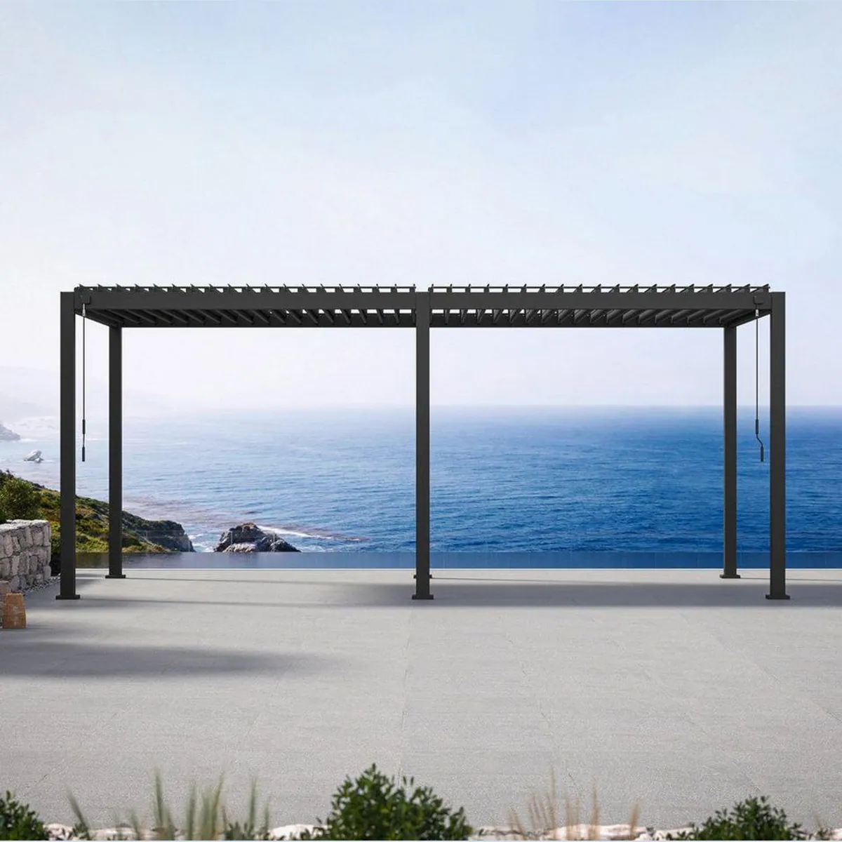 Mirador Pergola 111DA Aluminium, wetterfestes Lamellendach, integriertes Entwässerungssystem