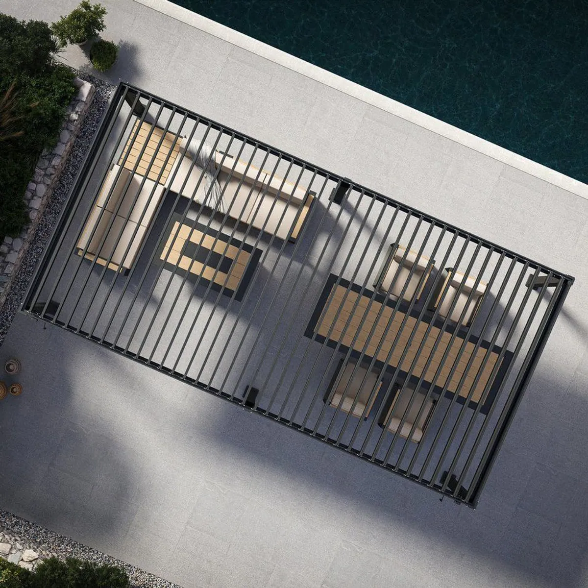 Mirador Pergola 111DA Aluminium, wetterfestes Lamellendach, integriertes Entwässerungssystem 3