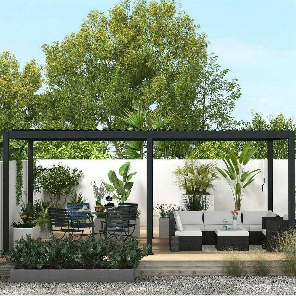Mirador Pergola 111DA Aluminium, wetterfestes Lamellendach, integriertes Entwässerungssystem 5
