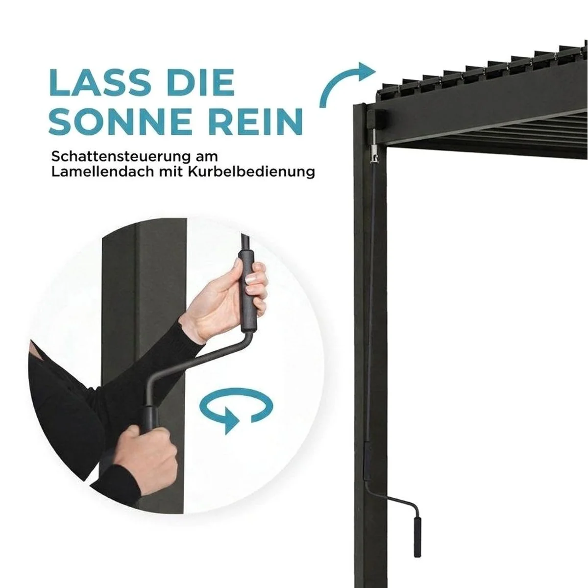 Mirador Pergola 80S, verstellbares Lamellendach aus Stahl – UV-Schutz, wasserdicht, stabil 3