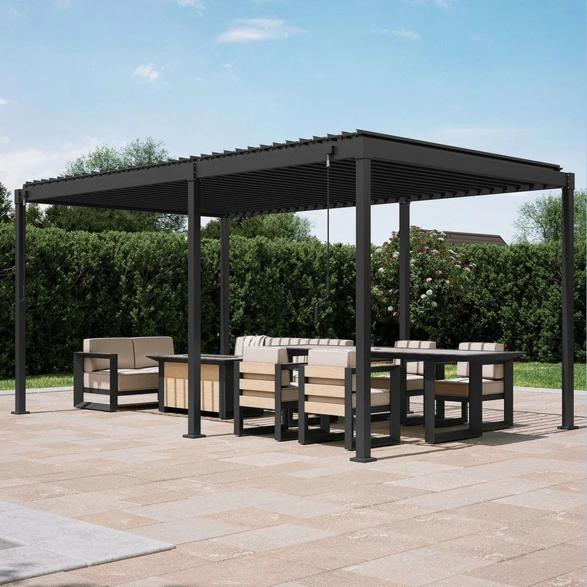 Mirador Pergola 80S, verstellbares Lamellendach, wetterfest, stabil — anthrazit 2