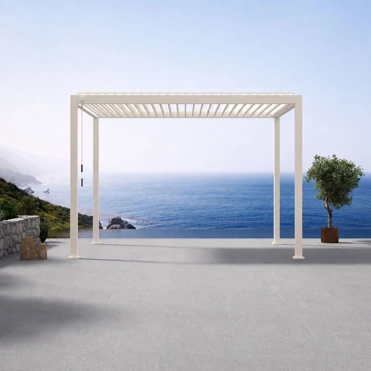Mirador Pergola 111DA, wetterfestes Lamellendach, integriertes Entwässerungssystem