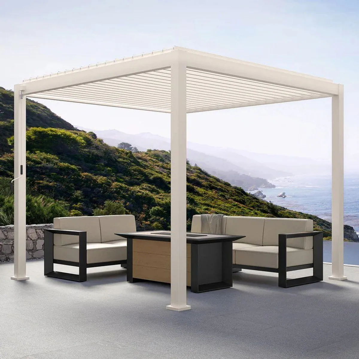 Mirador Pergola 111DA, wetterfestes Lamellendach, integriertes Entwässerungssystem 3