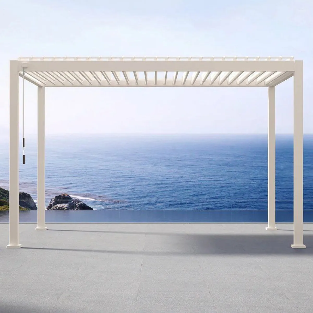 Mirador Pergola 111DA, schwenkbares Lamellendach, wetterfest, robust — 400x300x250 cm