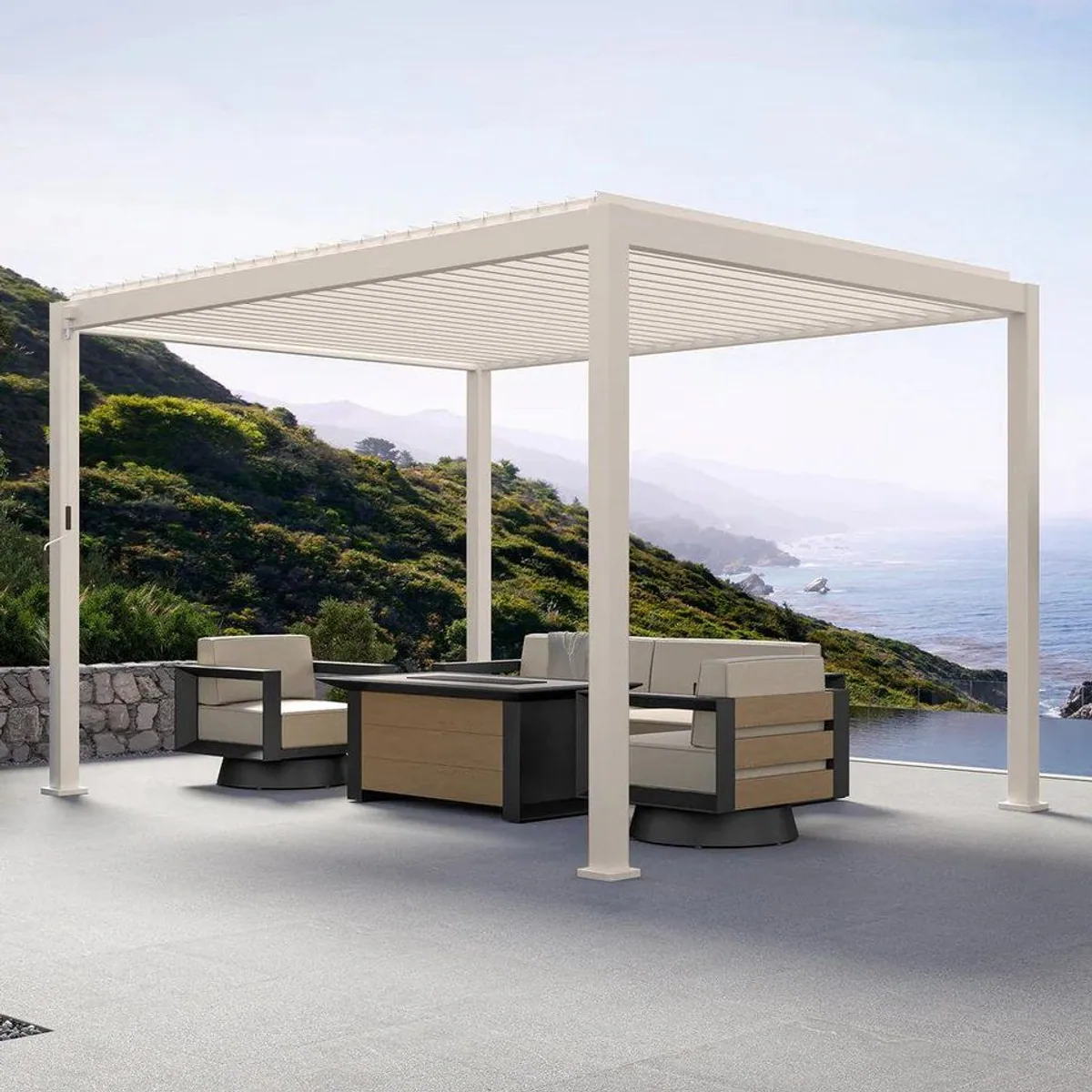 Mirador Pergola 111DA, schwenkbares Lamellendach, wetterfest, robust — 400x300x250 cm 3