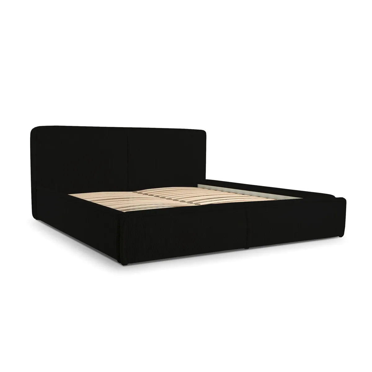 MOEBLO Polsterbett Bett 04, Cord-Bezug, Bettkasten, Kopfstütze 3