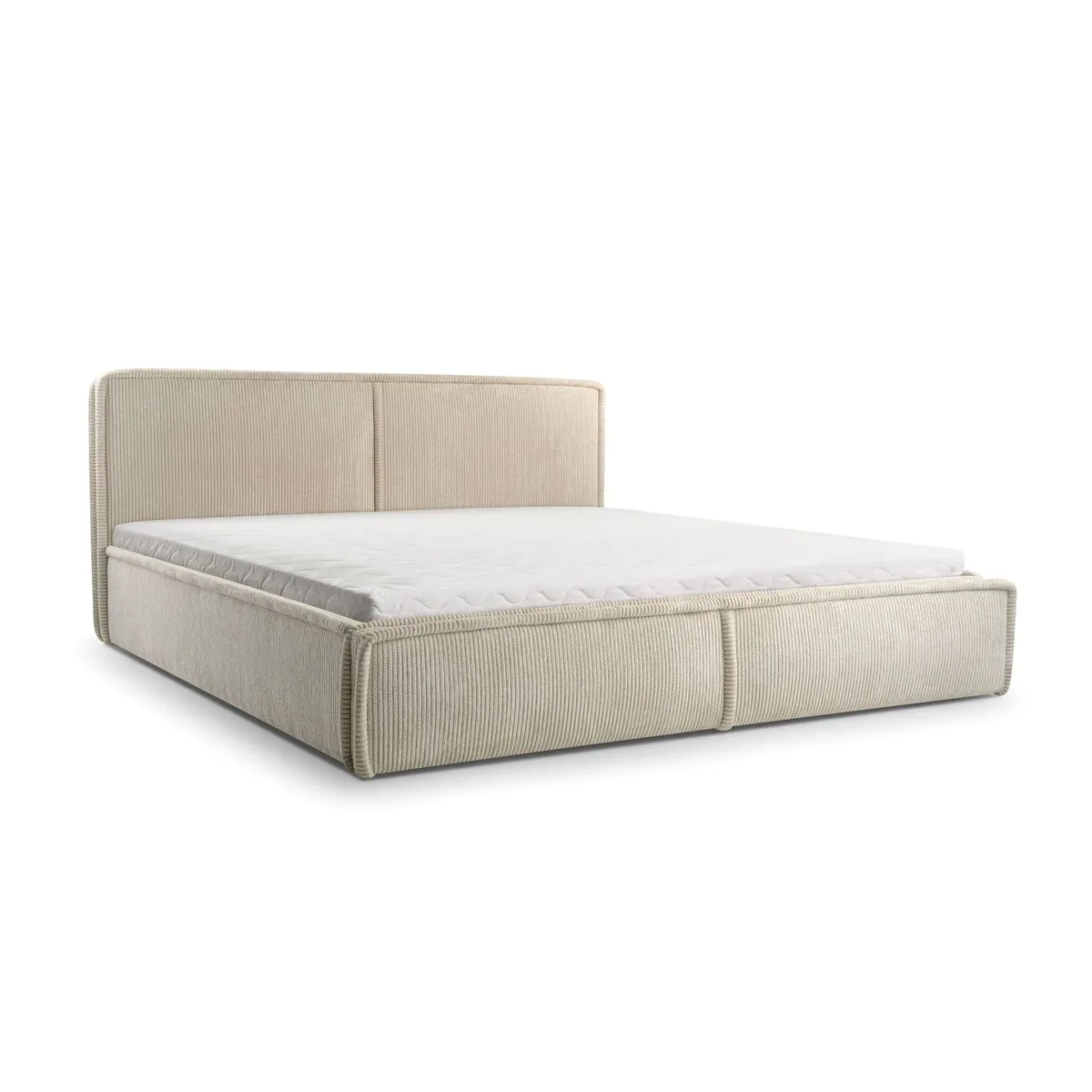 MOEBLO Polsterbett Bett 04, Cord-Bezug, Bettkasten, Kopfstütze 5