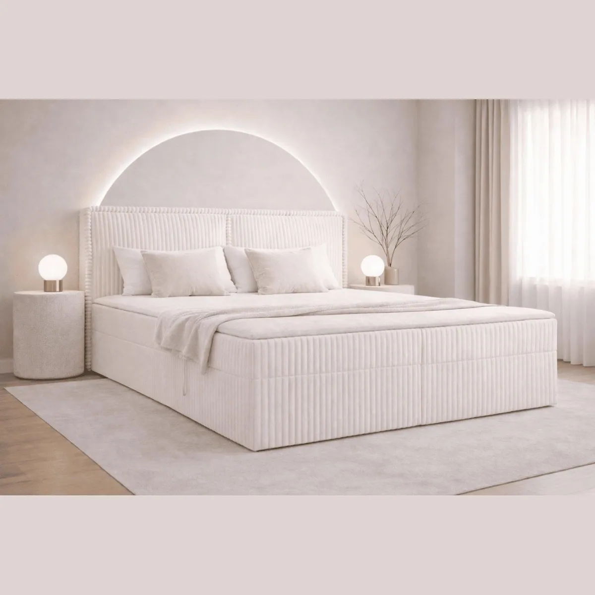 MOEBLO Boxbett Bett 04, elegantes Design, komfortabler Topper, praktischer Stauraum