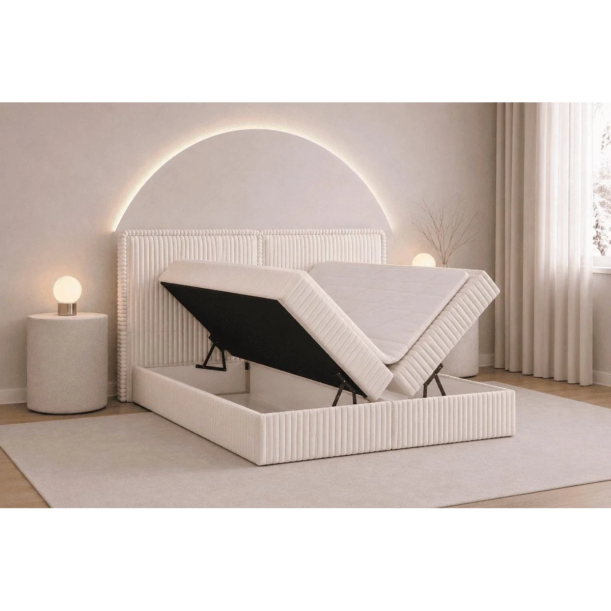 MOEBLO Boxbett Bett 04, elegantes Design, komfortabler Topper, praktischer Stauraum 5