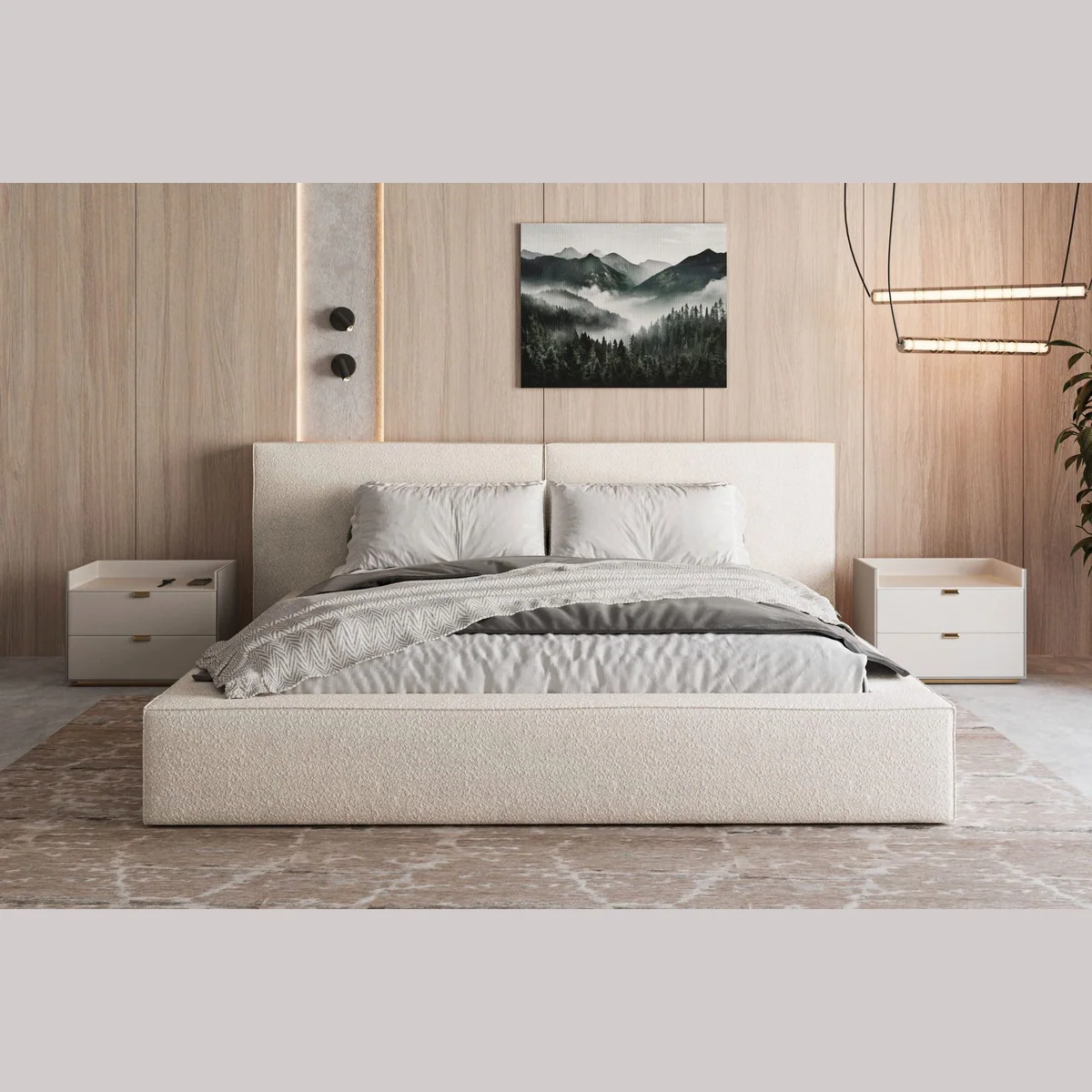MOEBLO Polsterbett 06, elegantes Design, praktischer Stauraum, gepolsterte Kopfstütze 2