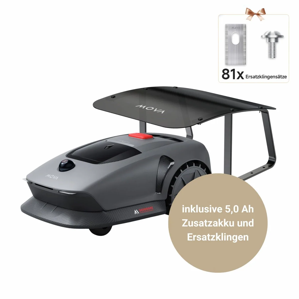 Mova 600 Kit Rasenmähroboter, längere Laufzeit, intelligente Mähstrategie, kabellose Begrenzung