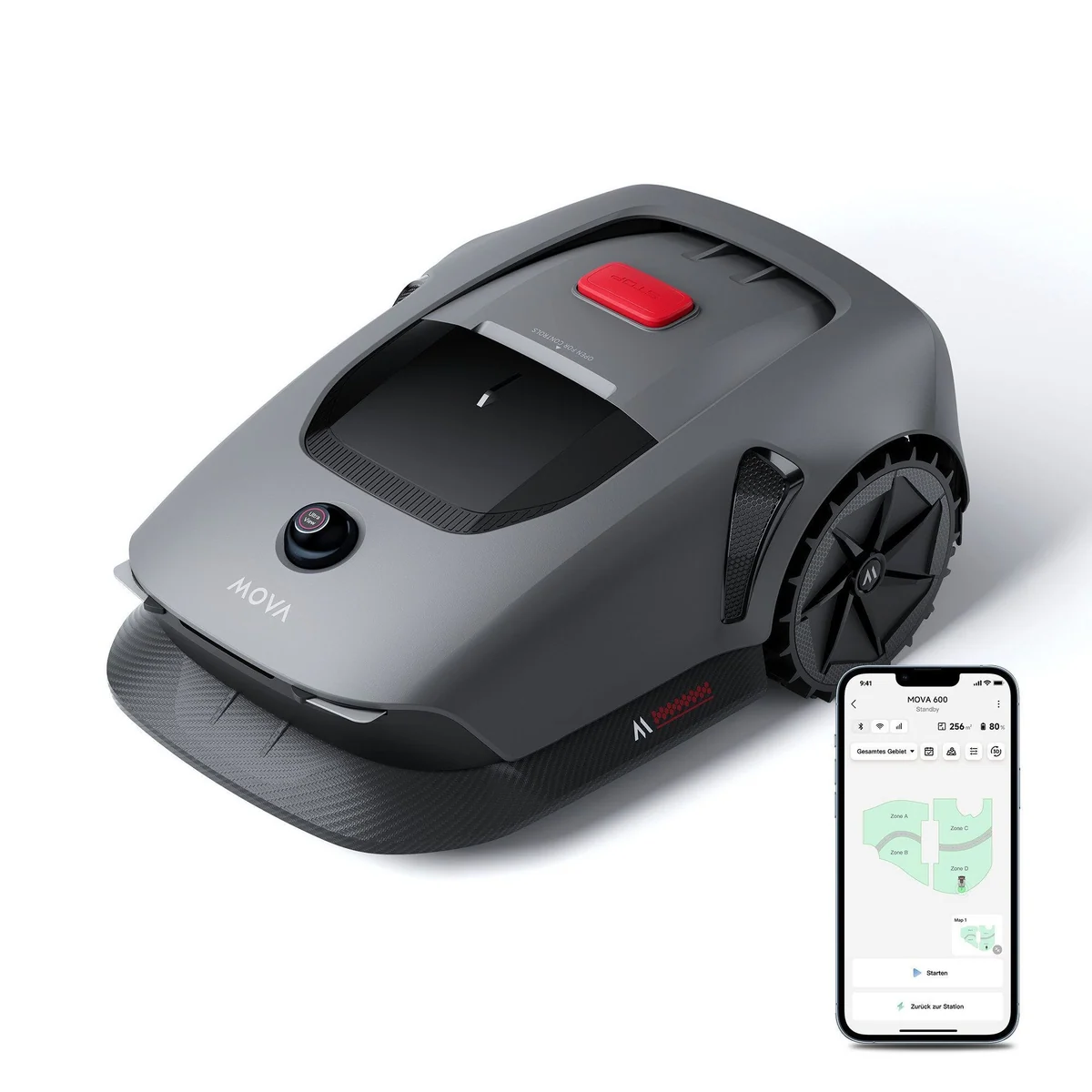 Mova 600 Kit Rasenmähroboter, längere Laufzeit, intelligente Mähstrategie, kabellose Begrenzung 2