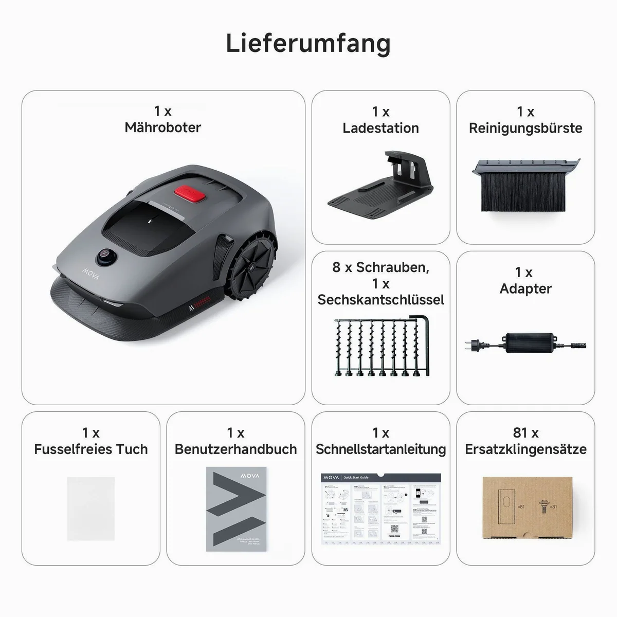 Mova 600 Kit Rasenmähroboter, längere Laufzeit, intelligente Mähstrategie, kabellose Begrenzung 3