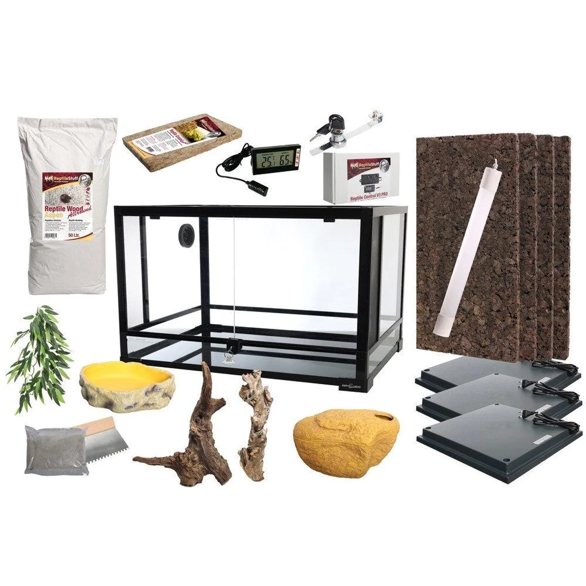 M&S Reptilien Terrarium Komplettset, ideal für Boas und Pythons, umfangreiches Zubehör 4