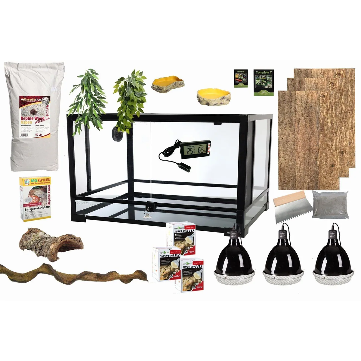 M&S Reptilien Terrarium Komplettset DELUXE, ideal für Leguane, umfangreiche Ausstattung 4