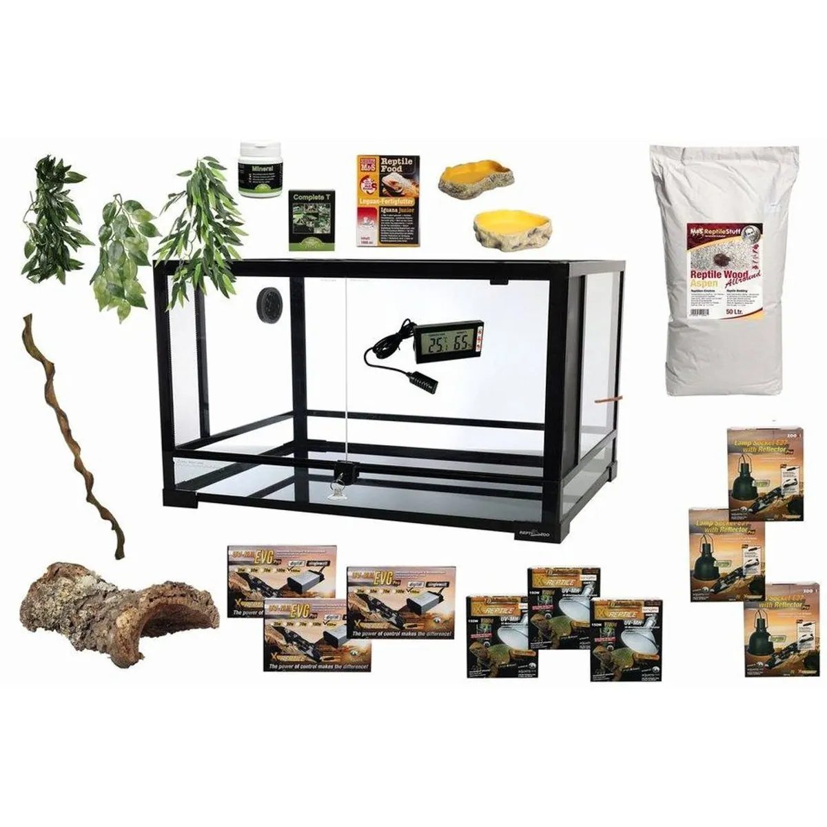 M&S Reptilien Terrarium Komplettset DELUXE, ideal für Leguane, umfangreiche Ausstattung, über 10% Ersparnis 2