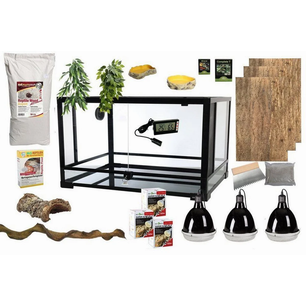 M&S Reptilien Terrarium Komplettset DELUXE, ideal für Leguane, umfangreiche Ausstattung, über 10% Ersparnis 3