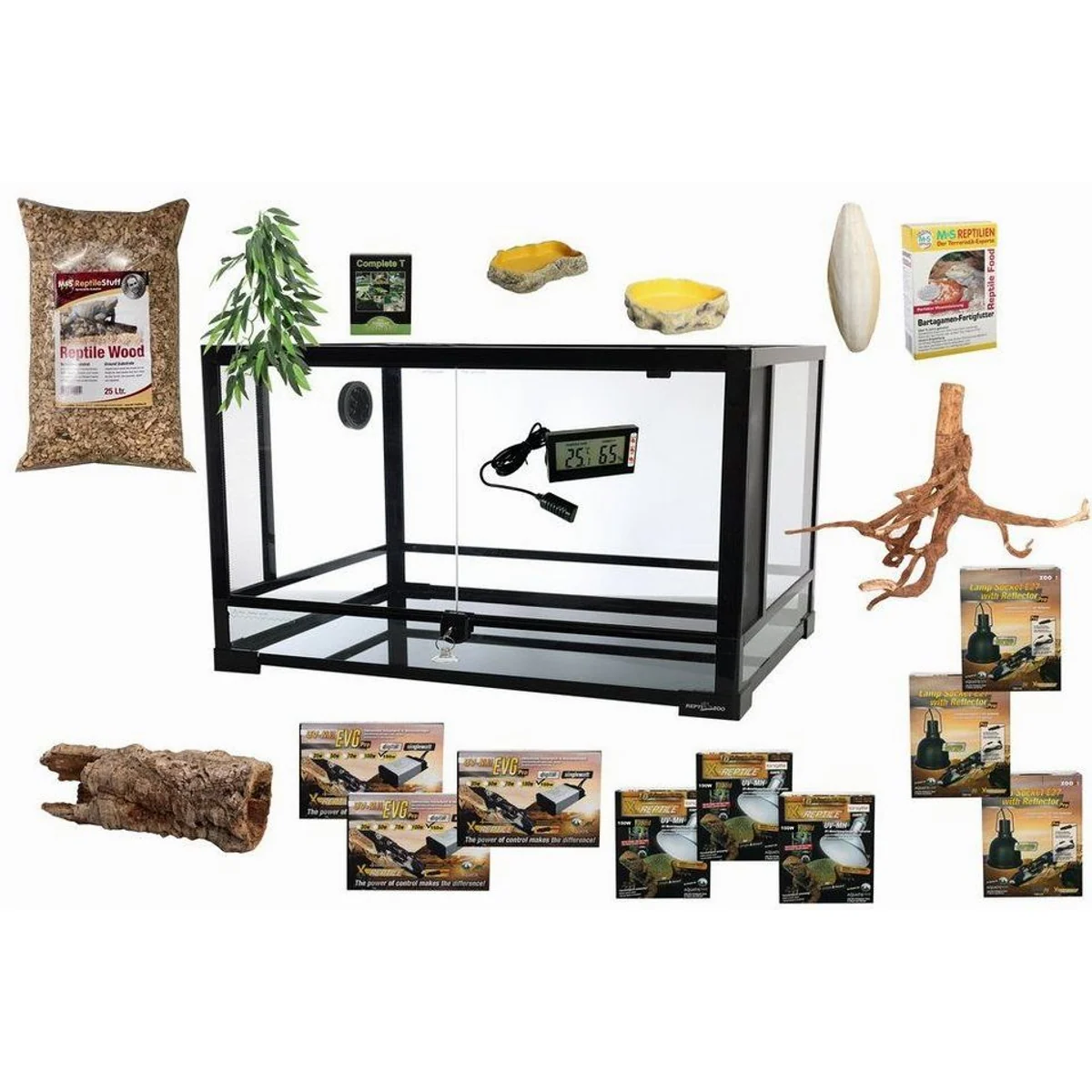 M&S Reptilien Terrarium Komplettset DELUXE, ideal für Leguane, umfangreiche Ausstattung, über 10% Ersparnis 5