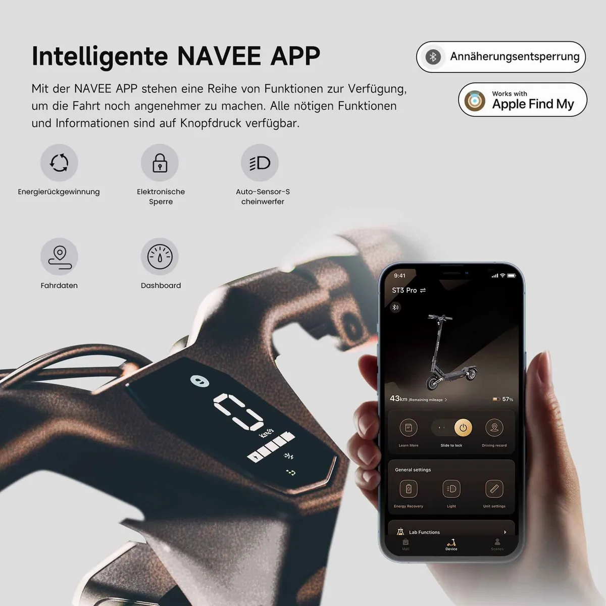 NAVEE ST3 Pro E-Scooter, 1350 W Leistung, Damping Arm Federung, Dreifaches Bremssystem 3
