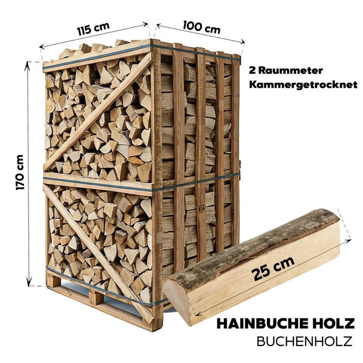 Neandertaler Feuer Brennholz, 1000 kg, hochqualitatives Hartholz, kammergetrocknet, sofort einsatzbereit 2