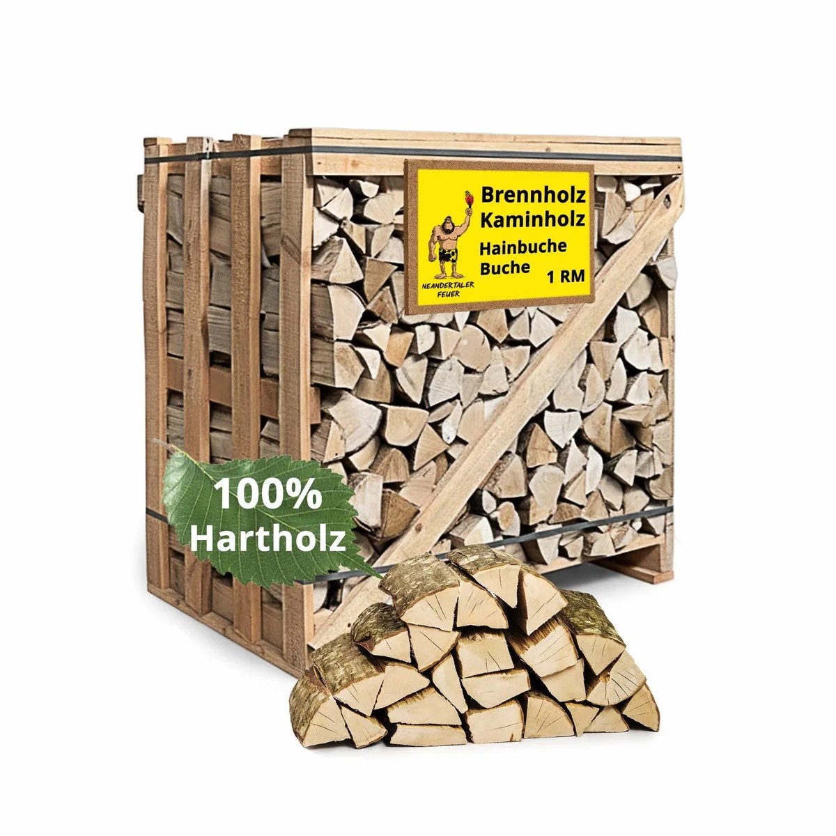 Neandertaler Feuer Hartholz, 500 kg, hoch Heizwert, kammergetrocknet, direkt vom Hersteller