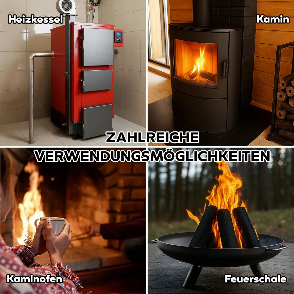 Neandertaler Feuer PiniKay Holzbriketts, 960 kg, 100% Hartholz Eiche & Buche 5