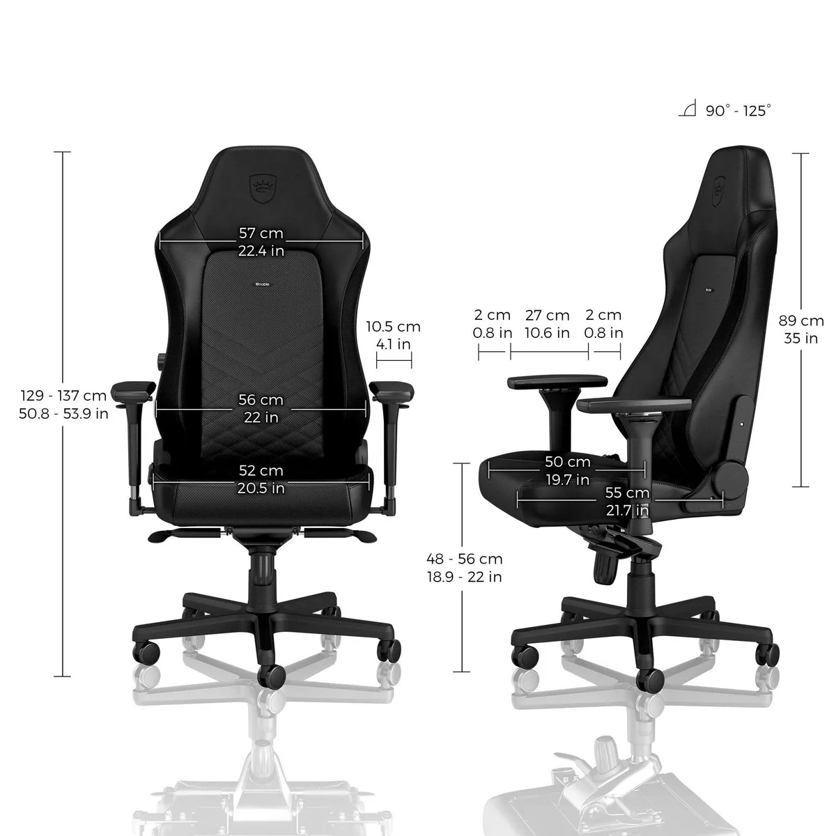 Noblechairs HERO Gaming-Stuhl, ergonomisch, verstellbar, stabil — schwarz/schwarz 3