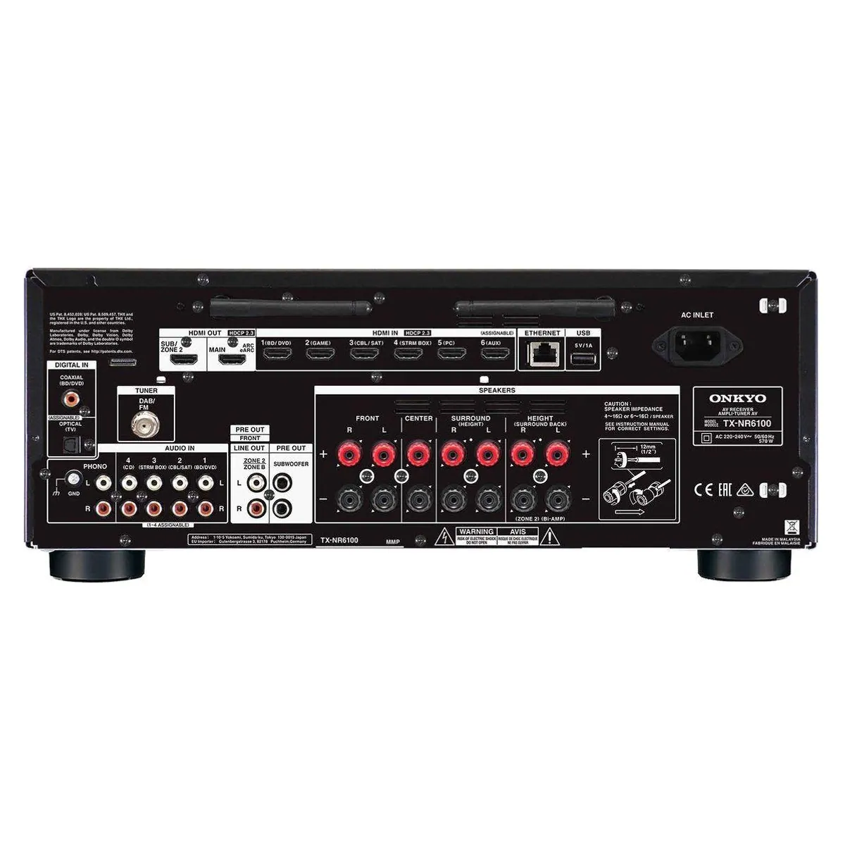 Onkyo TXNR6100M2 Verstärker, 8K Ultra HD, THX-zertifiziert, Multi-Room-Audio 4
