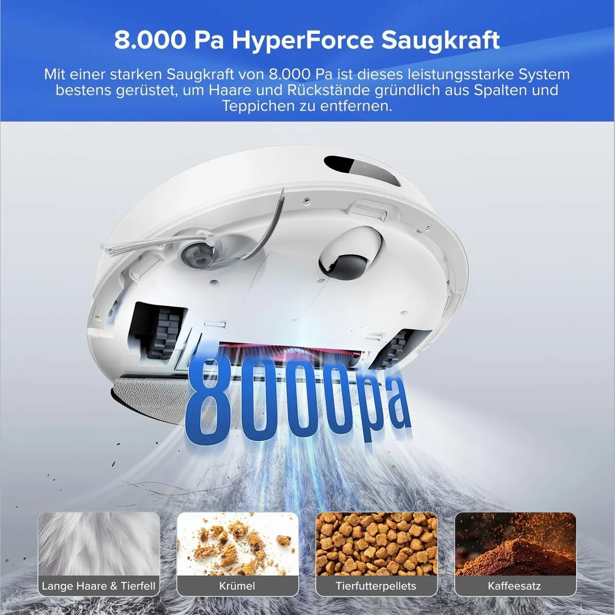 Roborock Saugroboter Q7 BF+, 8000 Pa Saugkraft, Dual Anti-Tangle-System, PreciSense LiDAR-Navigation 2