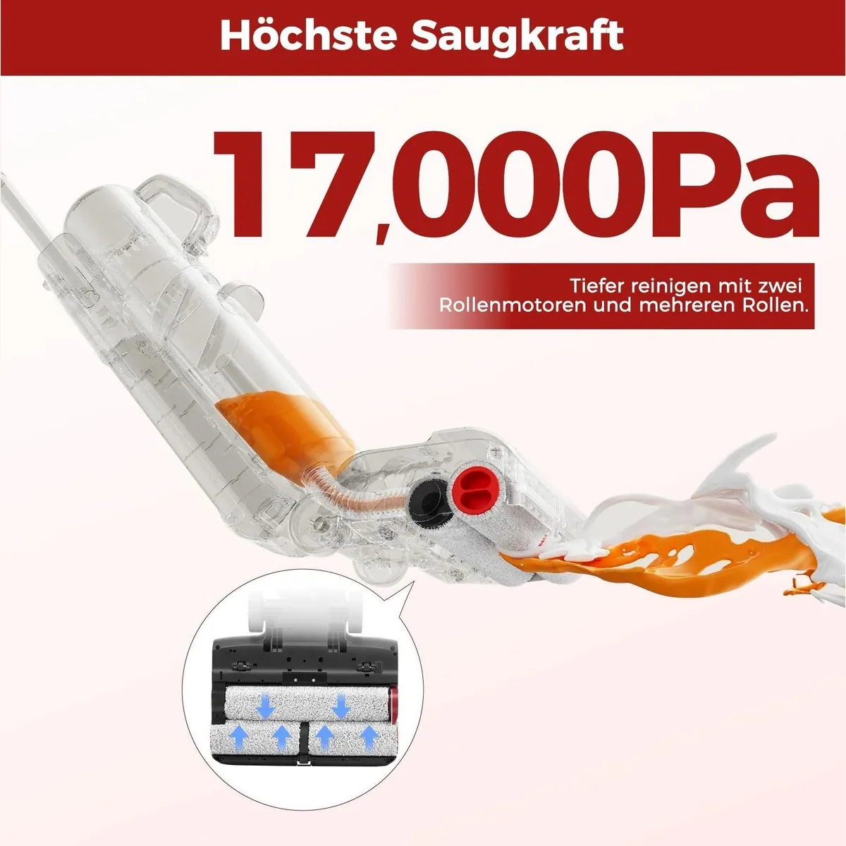 Roborock Dyad Pro Combo, 5-in-1 Nass-Trocken-Akkusauger, hohe Saugkraft, selbstreinigend 5