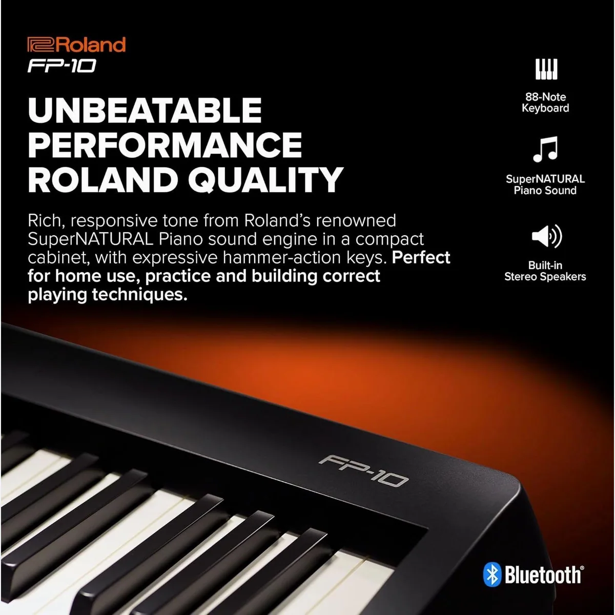 Roland FP-10 Digital Piano, 88 Tasten, Bluetooth, tragbar 4