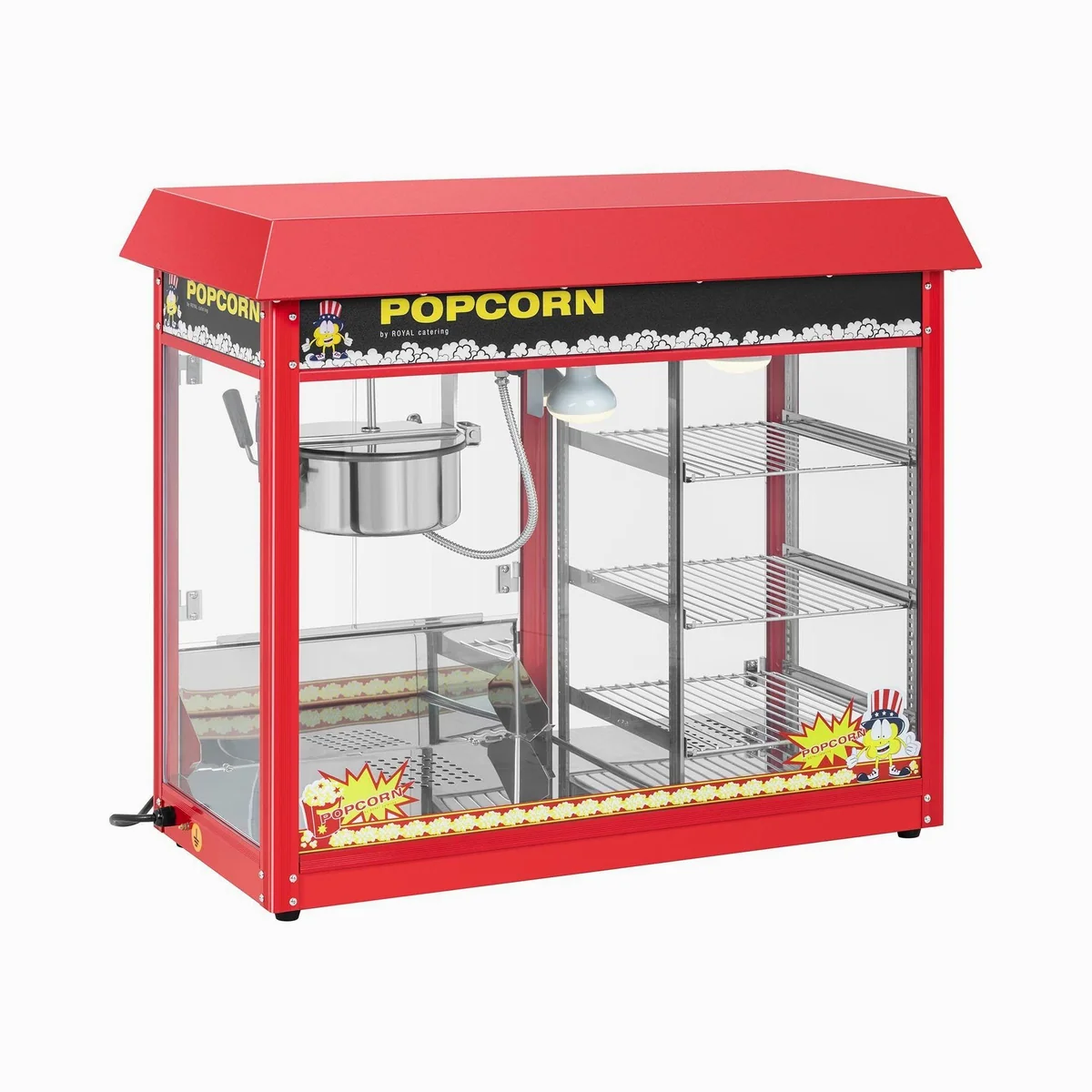 Royal Catering Popcornmaschine RCPC-16E, 1820 W, 5 kg/h, beheizte Auslage