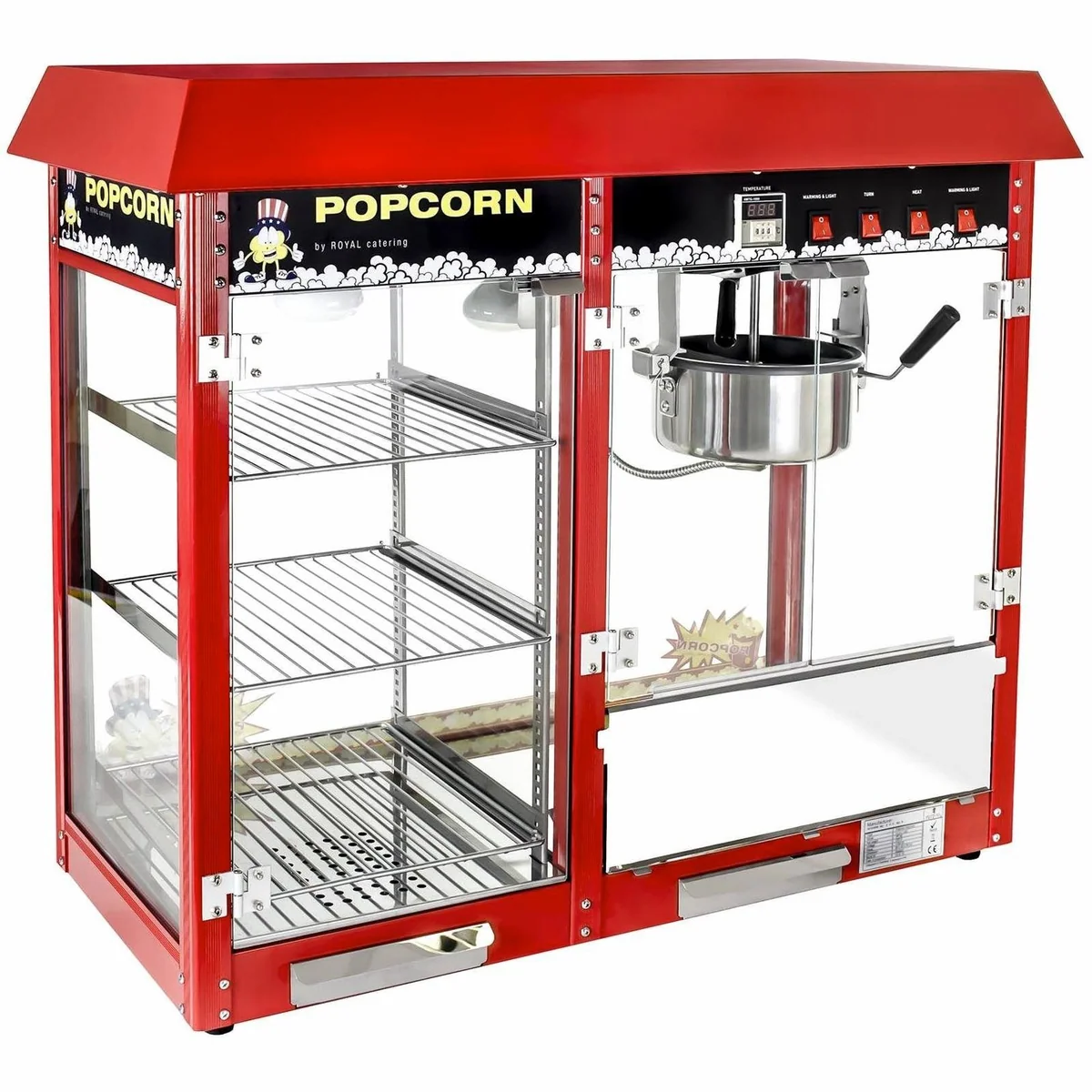 Royal Catering Popcornmaschine RCPC-16E, 1820 W, 5 kg/h, beheizte Auslage 2