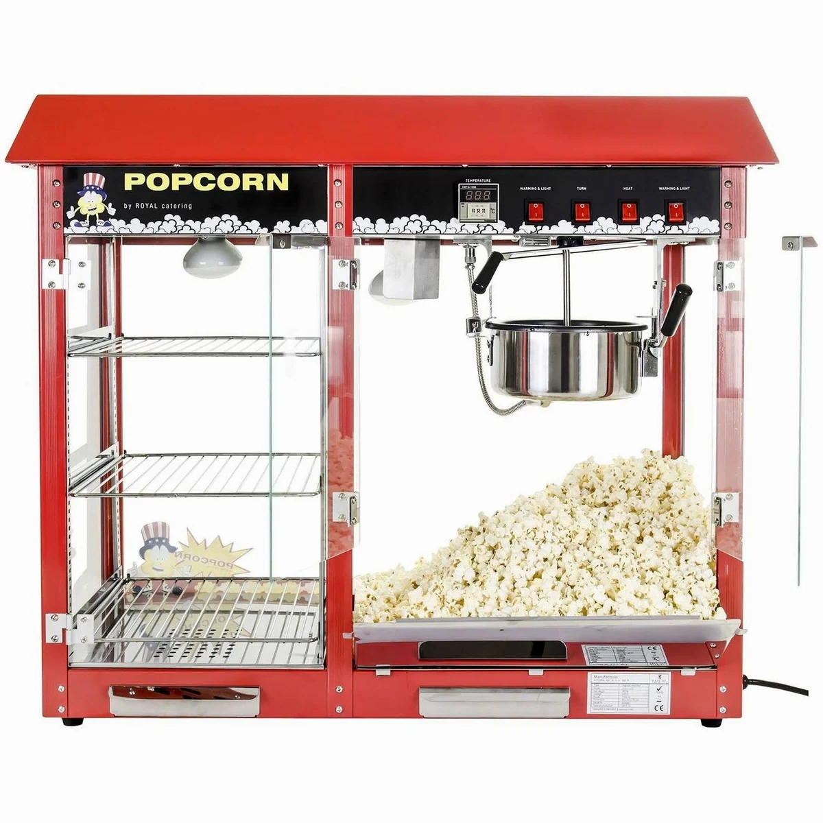 Royal Catering Popcornmaschine RCPC-16E, 1820 W, 5 kg/h, beheizte Auslage 4