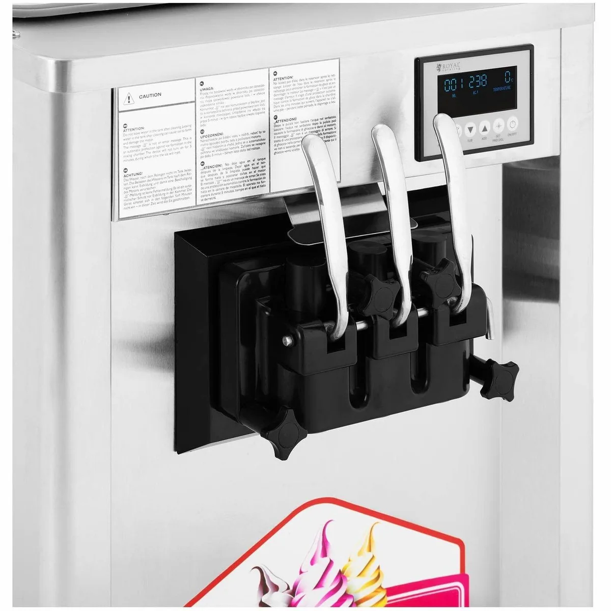 Royal Catering Softeismaschine RCSI-18, 23 l/h, 3 Geschmacksrichtungen, 1640 W 2