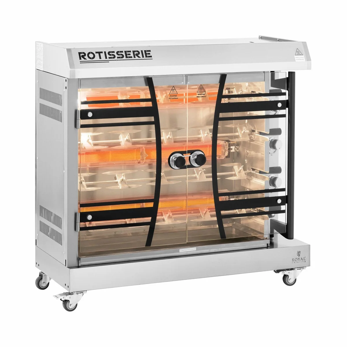 Royal Catering Hähnchengrill, 4 Spieße, 32 kg Kapazität, Edelstahl
