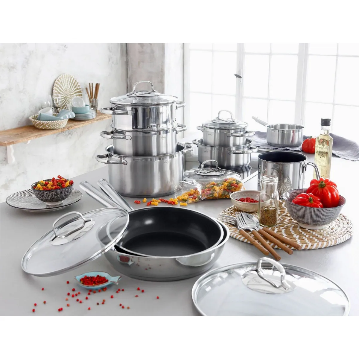 Rösle Topf-Set ELEGANCE, 14-tlg., Edelstahl 18/10, induktionsgeeignet, spülmaschinenfest 3