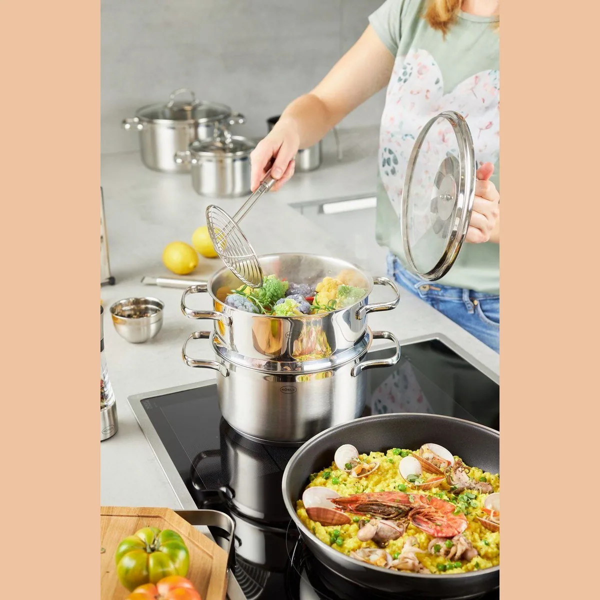 Rösle Topf-Set ELEGANCE, 14-tlg., Edelstahl 18/10, induktionsgeeignet, spülmaschinenfest 4
