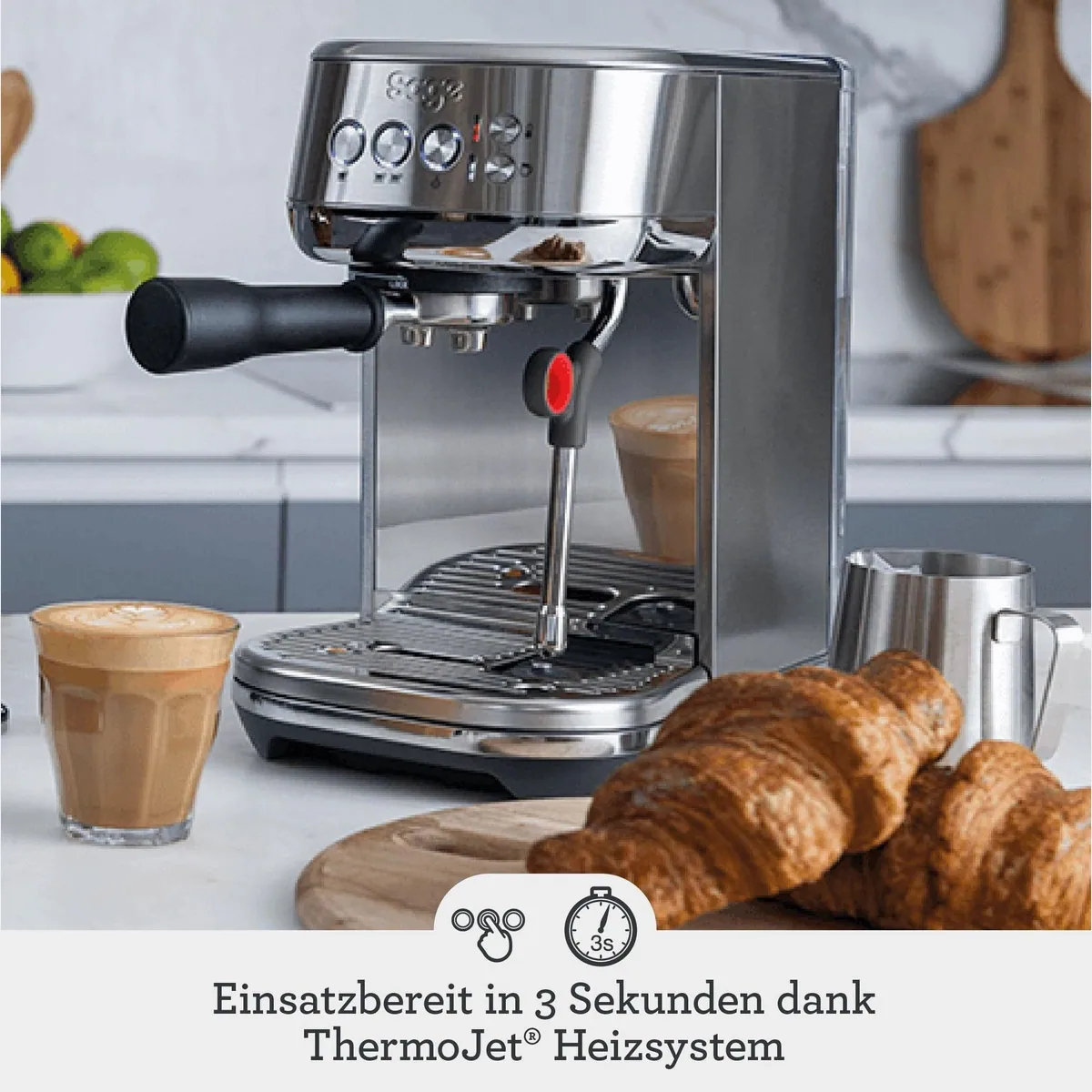 Sage Bambino Plus Espressomaschine, 54-mm-Edelstahlsieb, ThermoJet-Heizsystem, automatische Dampfdüse 2