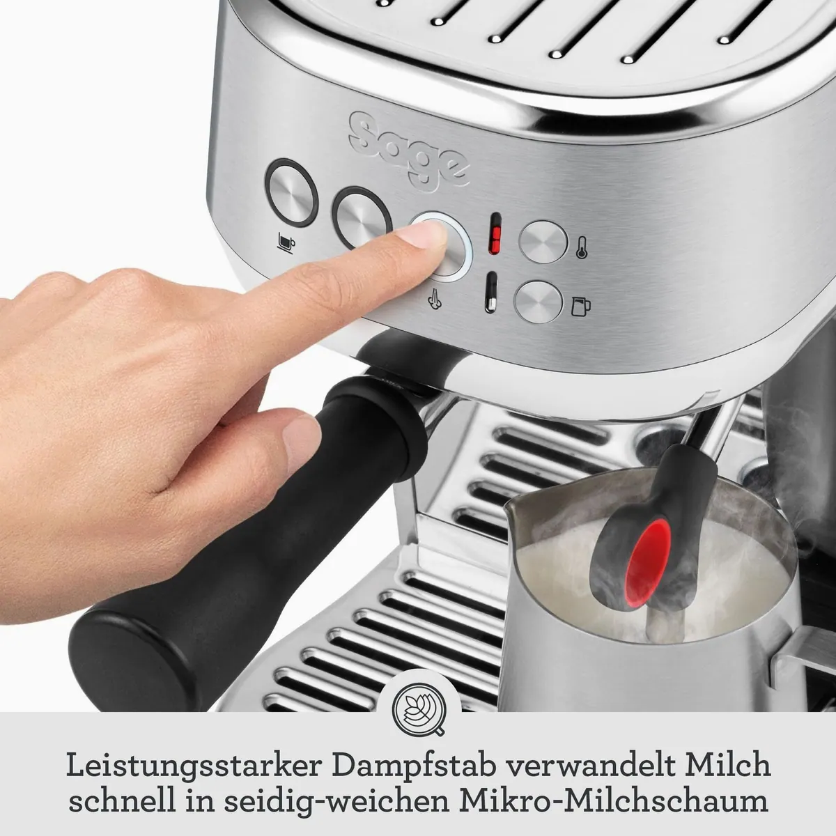 Sage Bambino Plus Espressomaschine, 54-mm-Edelstahlsieb, ThermoJet-Heizsystem, automatische Dampfdüse 5