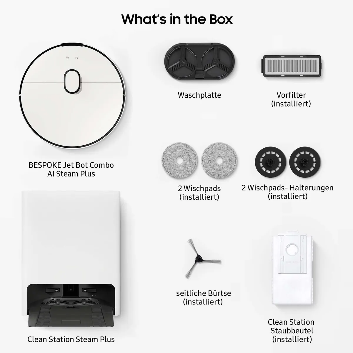 Samsung BESPOKE Jet Bot Combo, KI-Objekterkennung, 70 W Wisch- und Saugfunktion 4