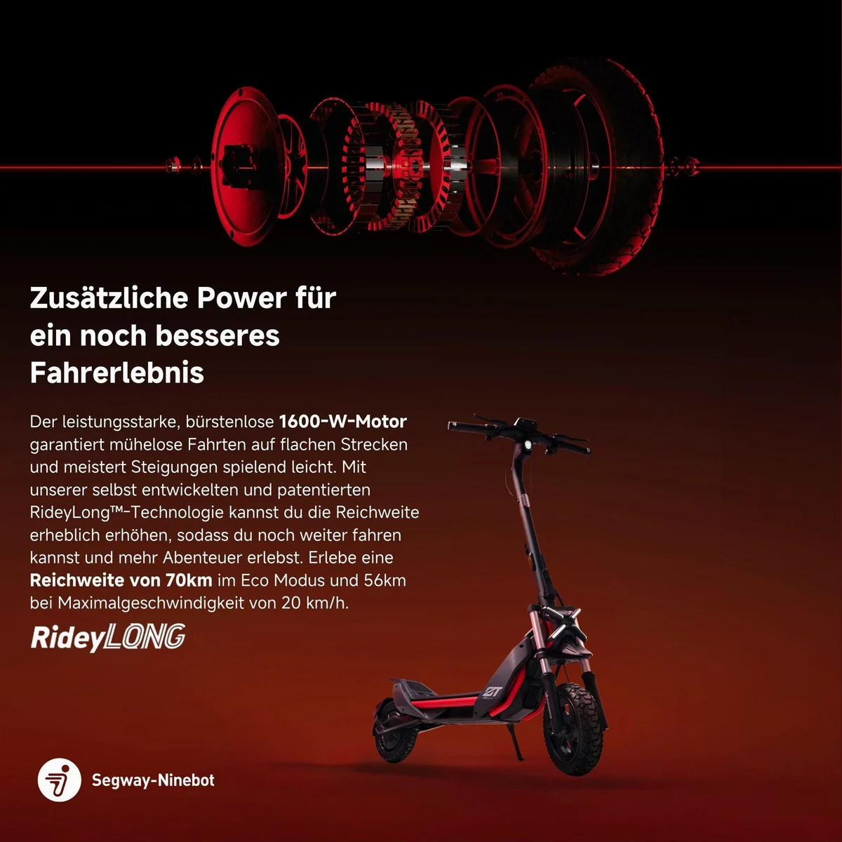 Segway ZT3 Pro D E-Scooter, 20 km/h, 70 km Reichweite, Vollfederung 2