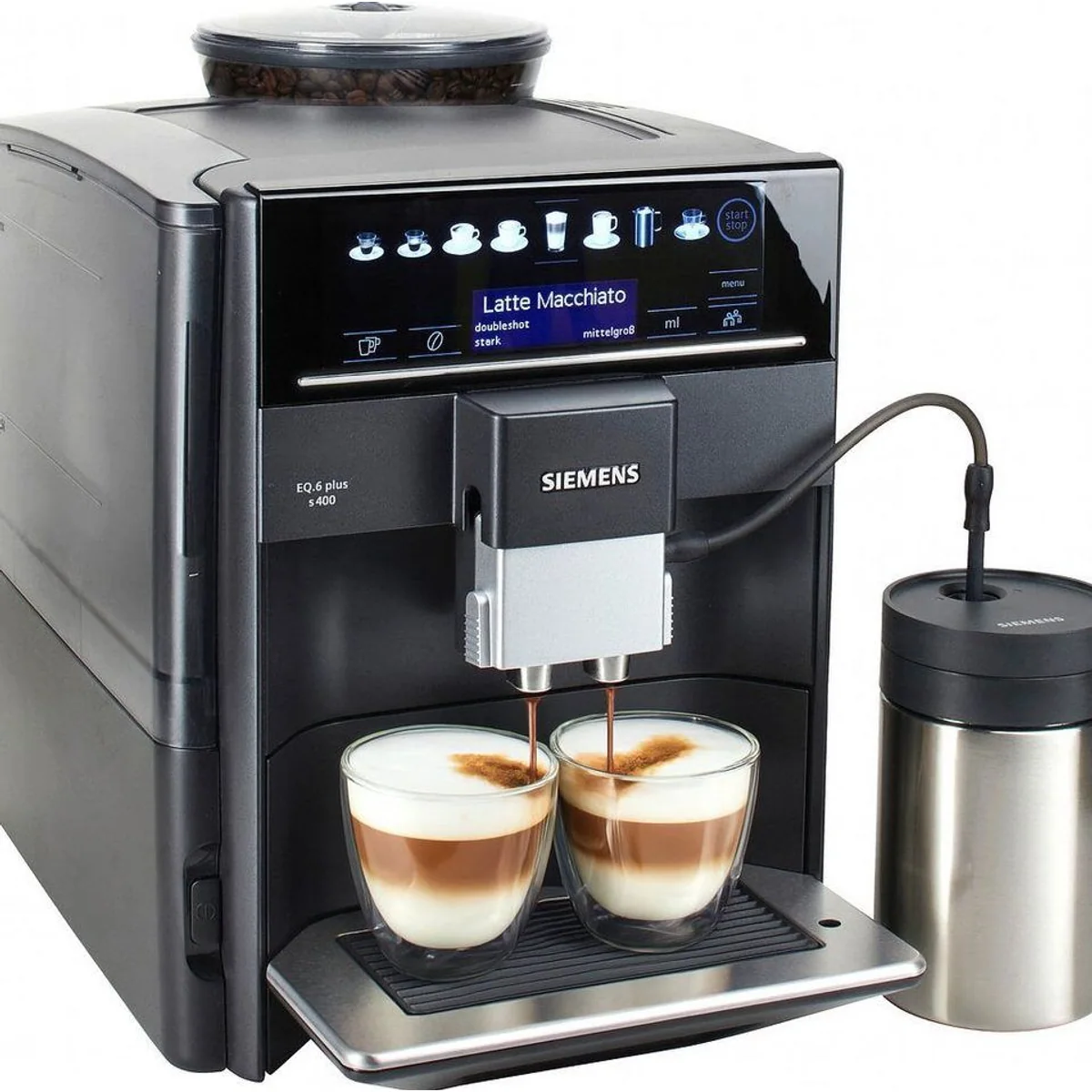 SIEMENS EQ6 plus s400, Doppeltassenfunktion, Keramikmahlwerk, automatische Dampfreinigung