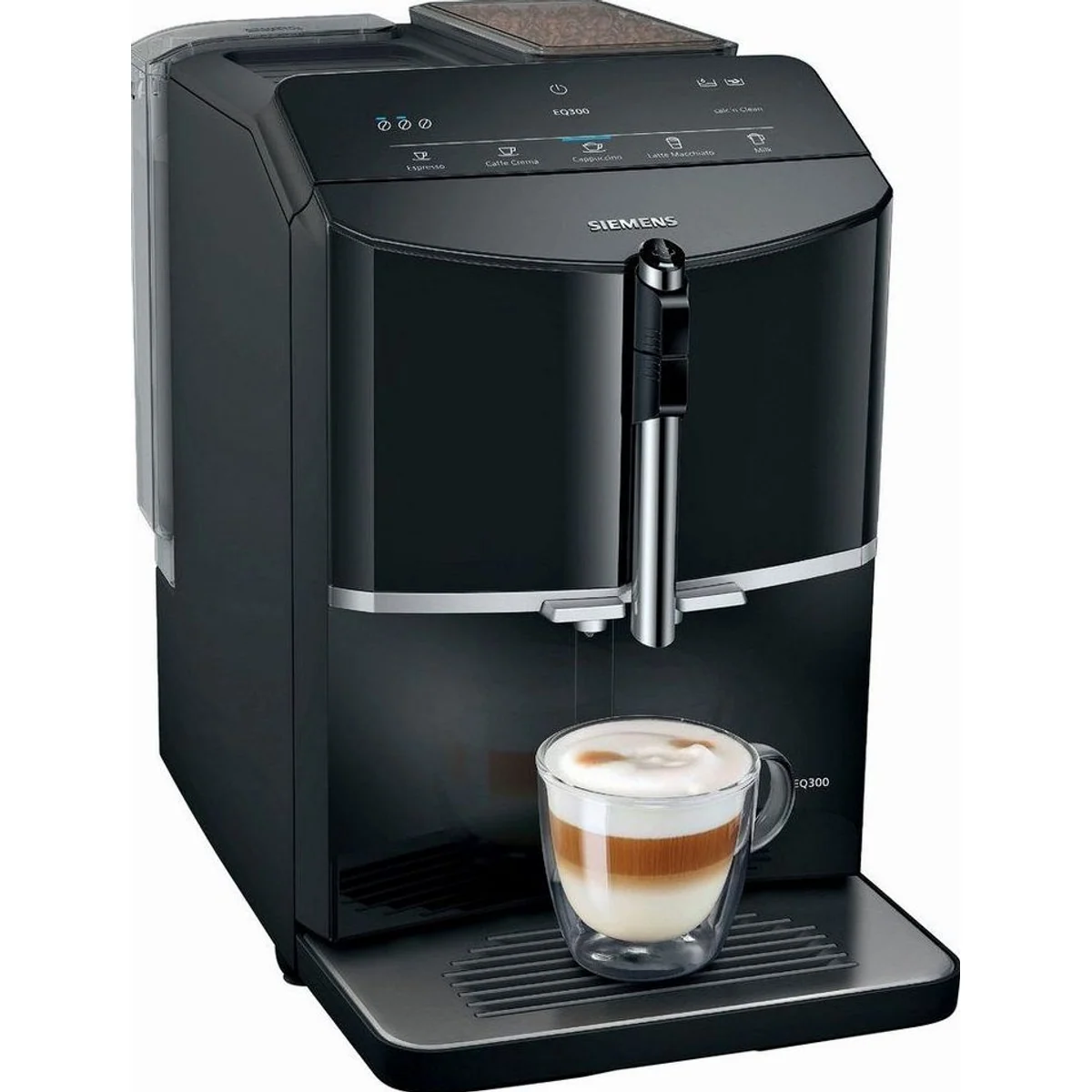 SIEMENS EQ.300 TF301E19 Kaffeevollautomat, OneTouch-Funktion, Keramikmahlwerk, beleuchtete Sensortasten
