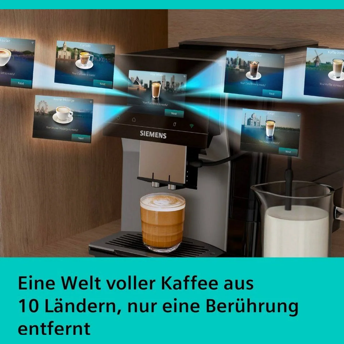 SIEMENS EQ700 TP725ET7 Kaffeevollautomat, XL-Getränke, 20 Favoriten, Full-Touch-Display 2