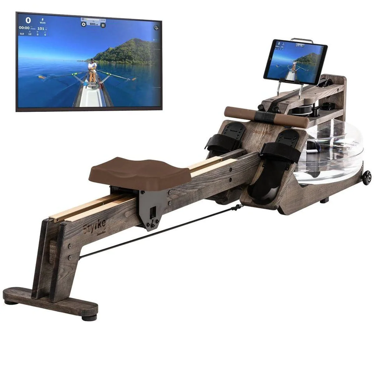 Skandika Styrke Rudergerät, Echtholz aus Esche, Bluetooth, Made in Germany