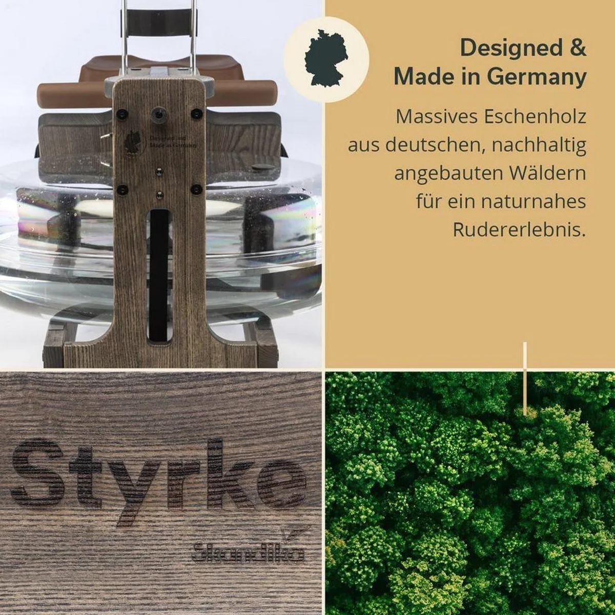 Skandika Styrke Rudergerät, Echtholz aus Esche, Bluetooth, Made in Germany 2