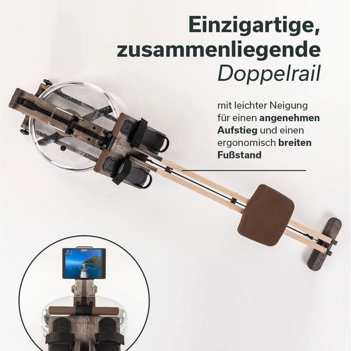 Skandika Styrke Rudergerät, Echtholz aus Esche, Bluetooth, Made in Germany 3